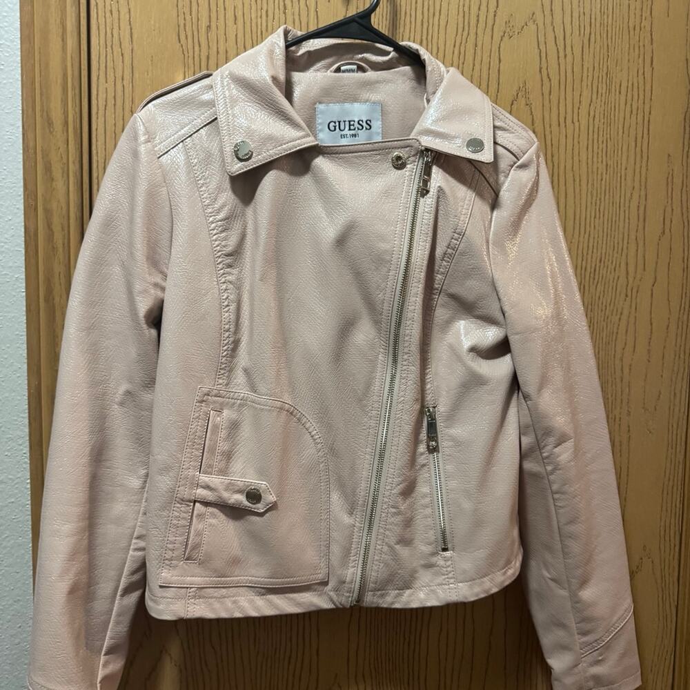 Guess faux leather pink jacket size M